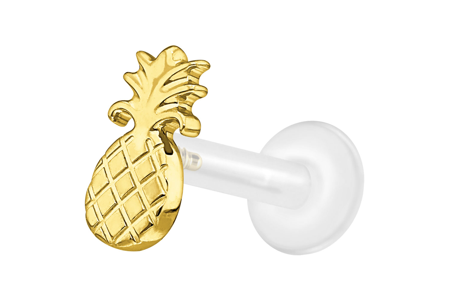 PTFE Labret Piercing mit Innengewinde + Titan-Aufsatz ANANAS